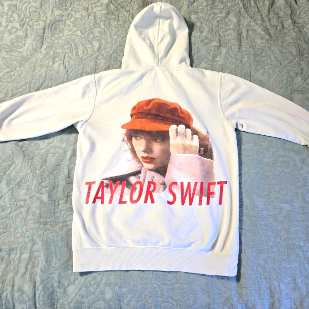 Taylor Swift White Hoodie with Red Graphic (Official Merchandise)